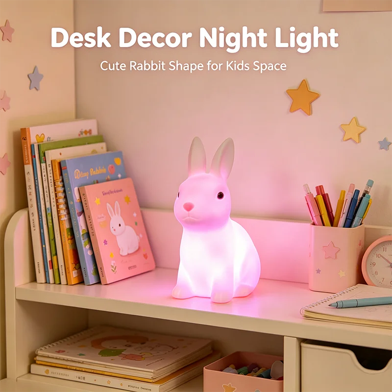 Colorful Rabbit Night Lights for Children Baby Gifts Cartoon Cute Animal Bunny Lamp Christmas Decoration Kids Birthday Gift