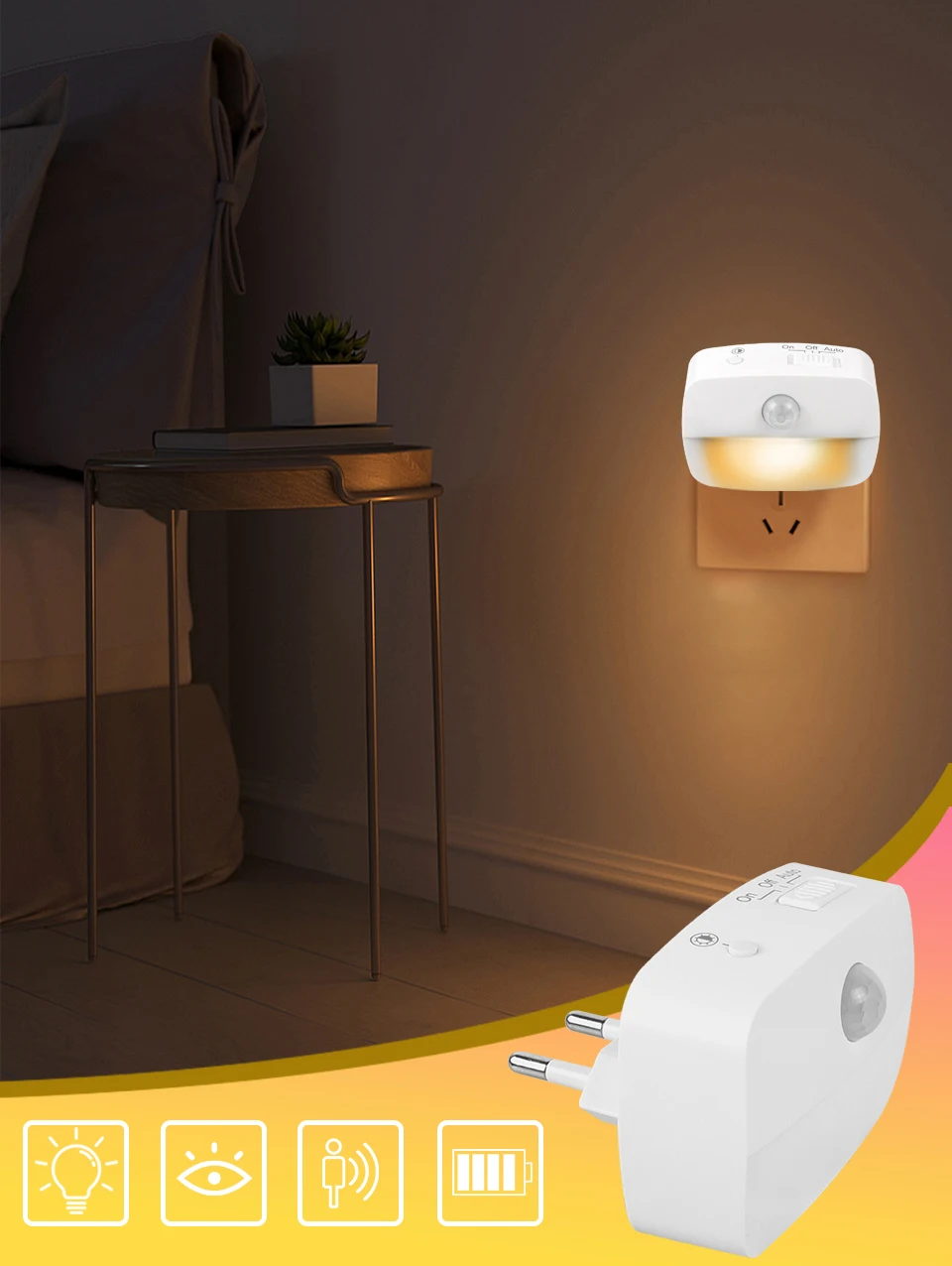 LED Night Light EU Plug In Smart Motion Sensor Light 220V Wall Lamp for Home Aisle WC Hallway Stair Kitchen Bedroom Night Lamp