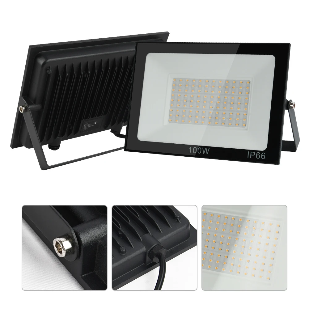 LED Flood Light IP66 Waterproof Outdoor Spotlight 100W AC220V Reflector Led Exterior Wall Lamp For Garden Street Gate Wall