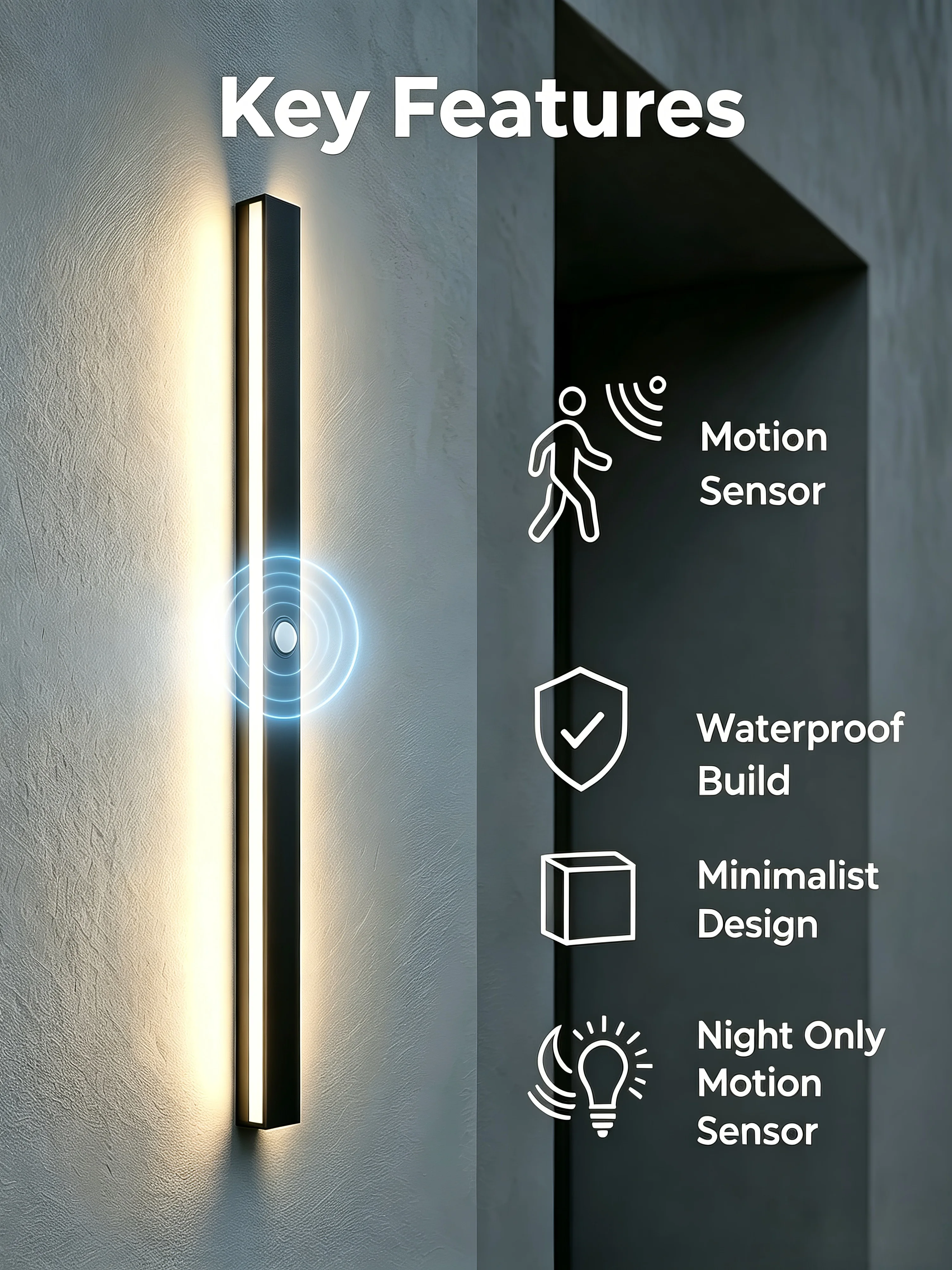 2/1PCS Motion Sensing LED Waterproof IP65 Outdoor Long Wall Lamp Villa Wall Light Garden Porch Sconce Light 110V 220V 55-200CM