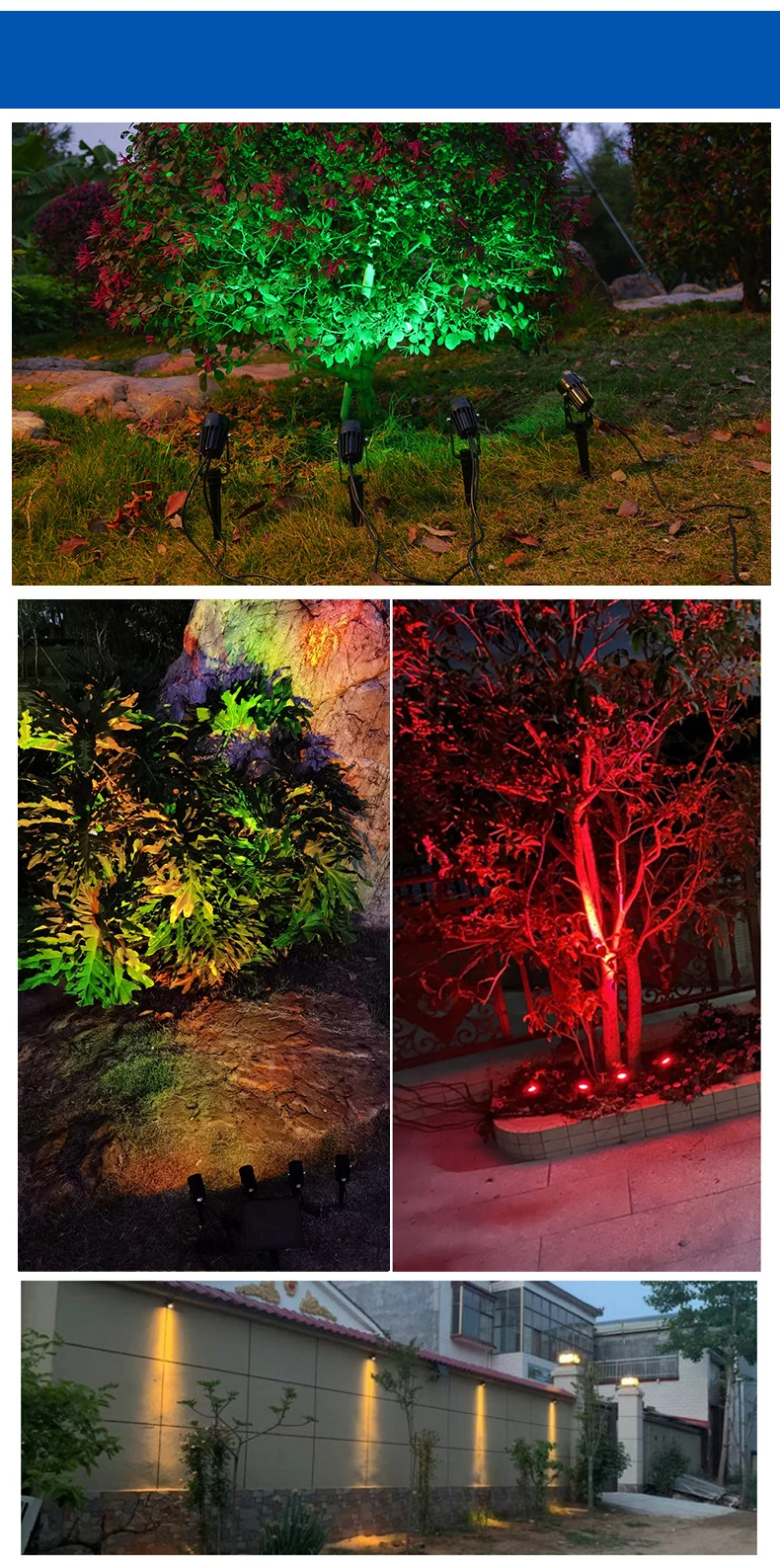 10-Pack Cable-Free LED Garden Decorative Lights 50W Safe Voltage 220V/110V/12V Waterproof Warm White Spot Lights for Lawn Lighti