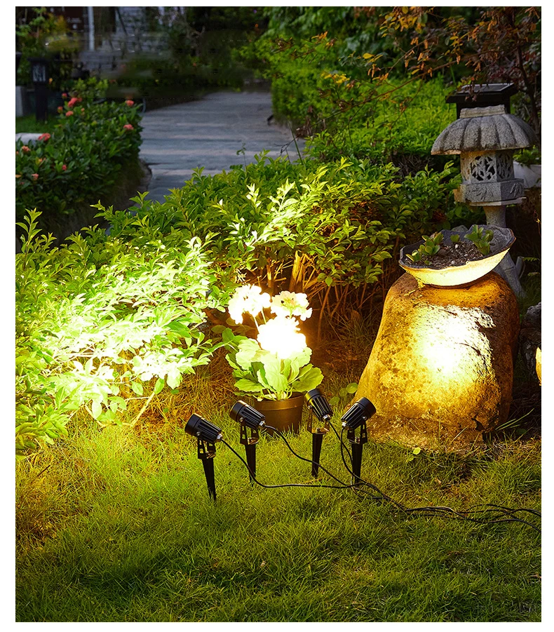 10-Pack Cable-Free LED Garden Decorative Lights 50W Safe Voltage 220V/110V/12V Waterproof Warm White Spot Lights for Lawn Lighti