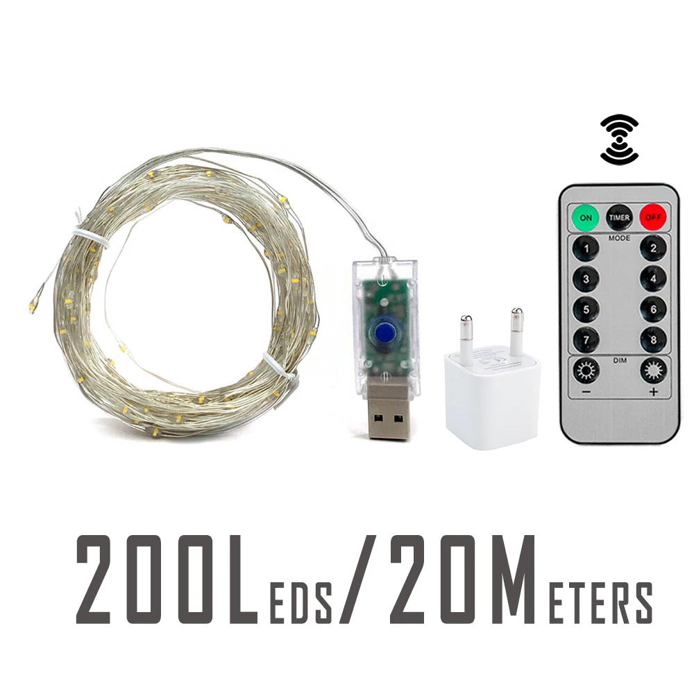 120M 1200LEDs Silver Wire Fairy string Lights Wateproof Plug In for Tree Outdoor Christmas Holiday wedding Garden Decoration