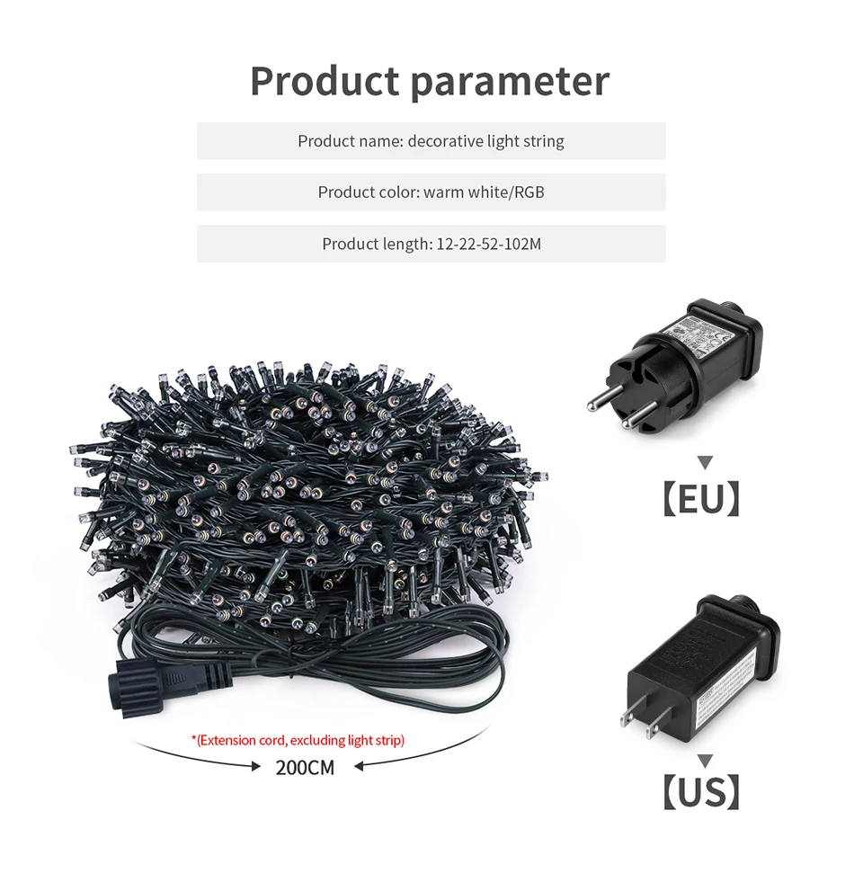 110V 220V Decorative String 50M 100M Led Fairy Lights Holiday Outdoor Lamp Garland For Christmas Tree Wedding Party Decoration
