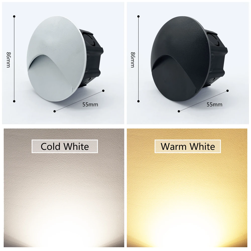 SANDIY Outdoor Lighting LED Sensor Embedded Wall Lamps Waterproof Outside Night Light Footlight+60mm Box for Stair&Step Garden
