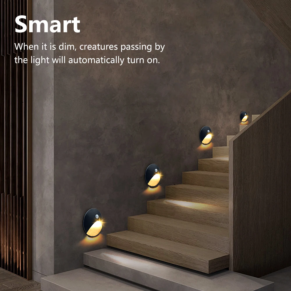 SANDIY Outdoor Lighting LED Sensor Embedded Wall Lamps Waterproof Outside Night Light Footlight+60mm Box for Stair&Step Garden