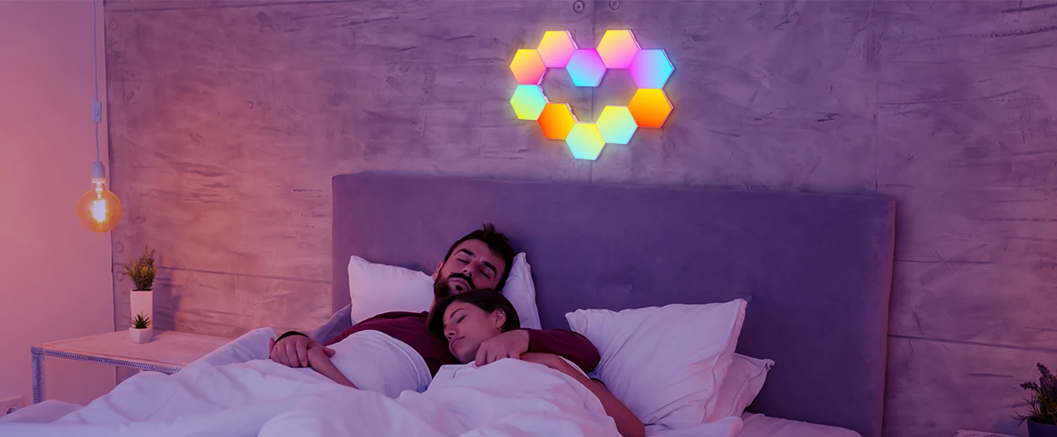 RGB Smart Hexagonal Wall Lamp Color Changing Ambient Night Light DIY Shape Music Rhythm APP For Game Room Bedroom Intelligent