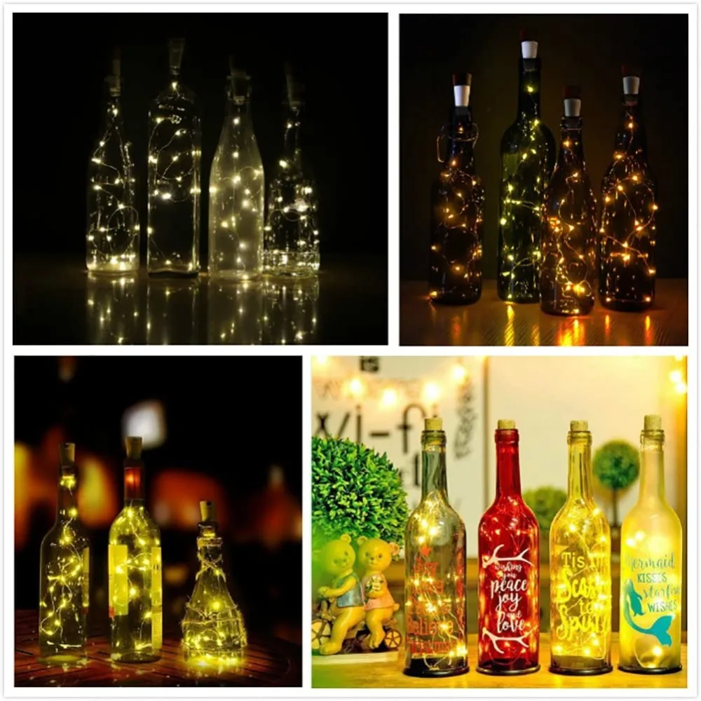 2m 20 LED Cork Bottle Fairy Light USB Rechargeable Indoor Decoration String Lamp for Bedroom Home Party Wedding Christmas