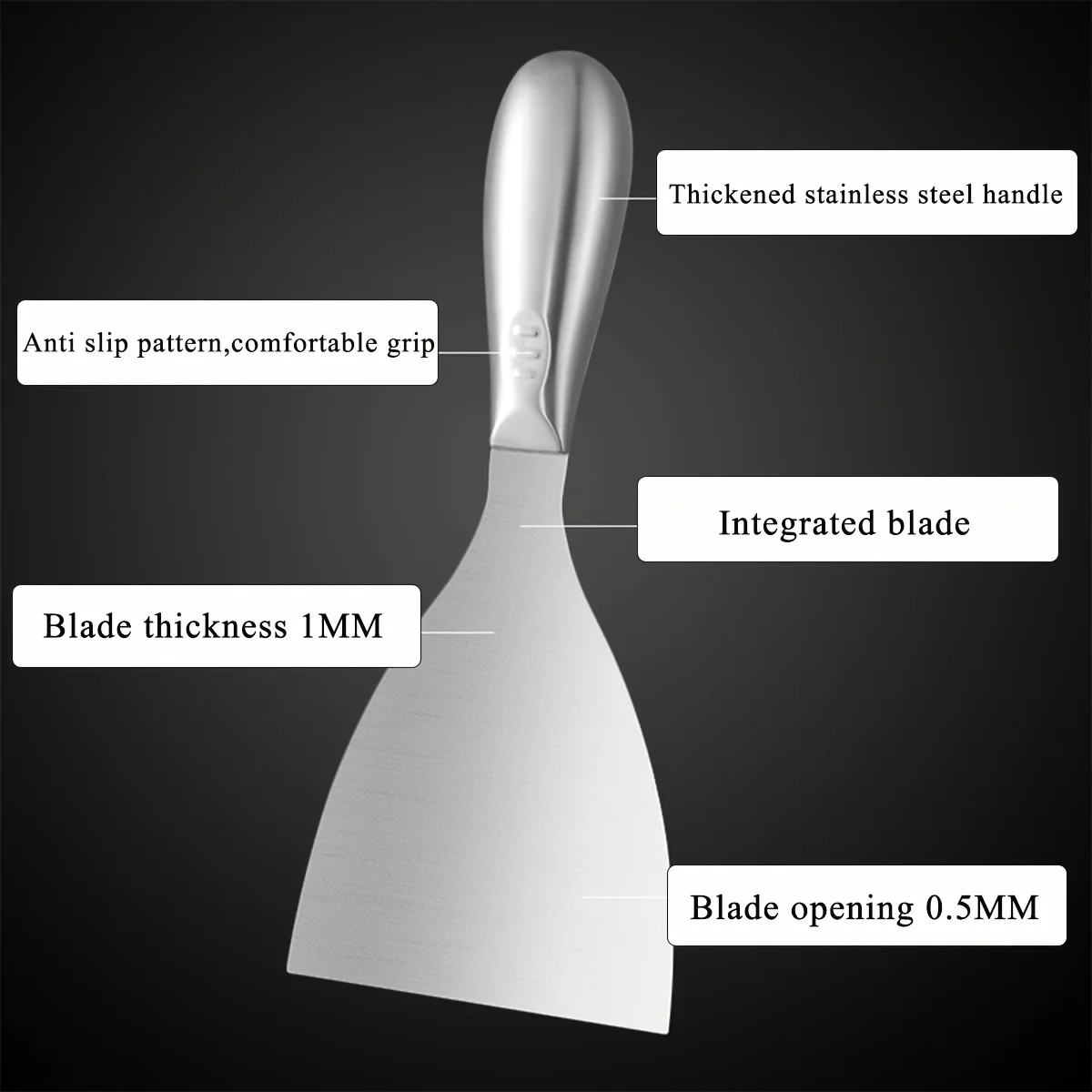 Premium Polished All-Stainless Steel Scraper Tool for Drywall Finishing,Professional Grade Putty Blade for Scraping Paint