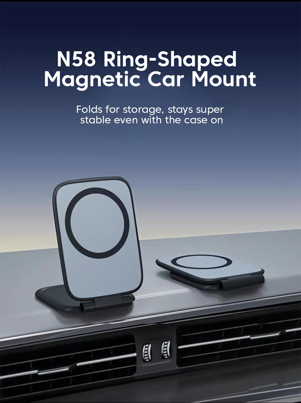 Ultrathin Car Magnetic Mobile Phone Holder Adjustable Foldable Anti-shake Vehicle Navigation Phone Universal Stand Accessories