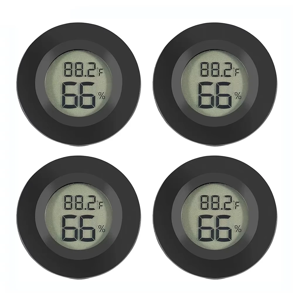 Round Digital LCD Thermometer For Car Indoor Room Cigar Wine Cabinet Digital Temperature Humidity Meter Pet Acrylic Box