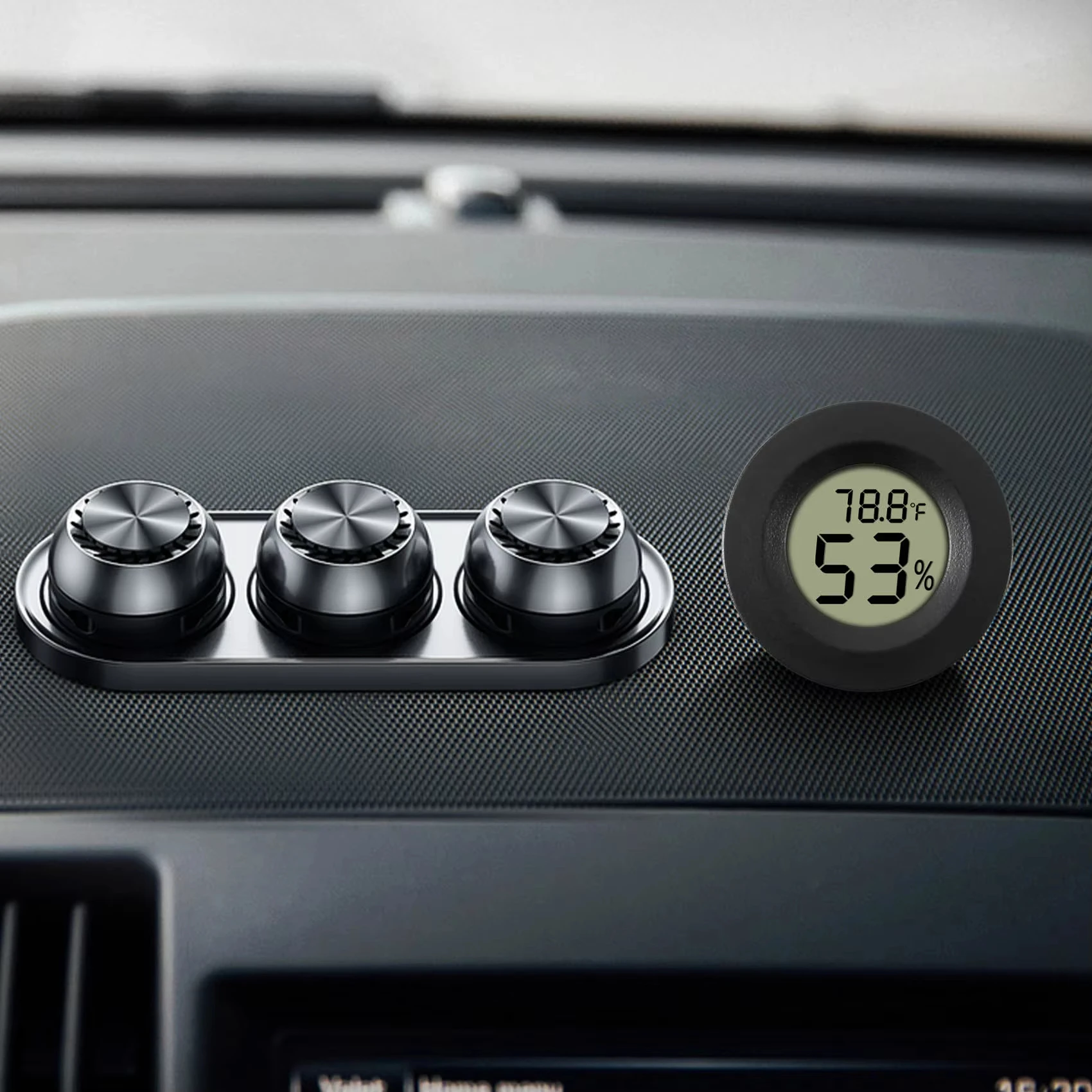 Round Digital LCD Thermometer For Car Indoor Room Cigar Wine Cabinet Digital Temperature Humidity Meter Pet Acrylic Box