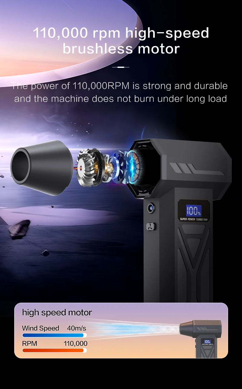 X6 Turbo Jet Blower 130000RPM Powerful Air Blower Brushless Motor Turbo Fan Jet Fan Cleaning Air Duster Blower Air Puissant Tool