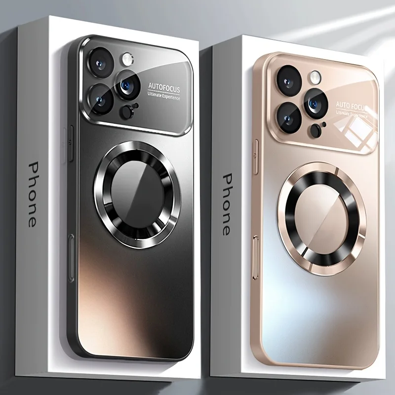 Luxury Glass Camera For Magesafe Magnetic Wireless Charge Case For iPhone 17 16 15 14 13 12 11 Pro Max Air Plus Shockproof Cover