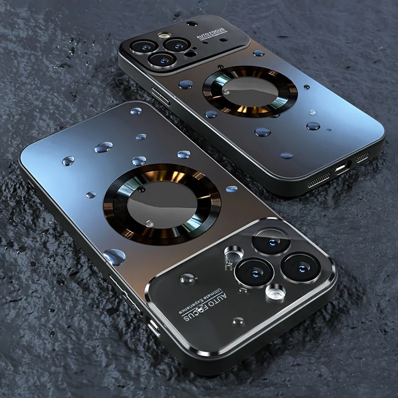 Luxury Glass Camera For Magesafe Magnetic Wireless Charge Case For iPhone 17 16 15 14 13 12 11 Pro Max Air Plus Shockproof Cover