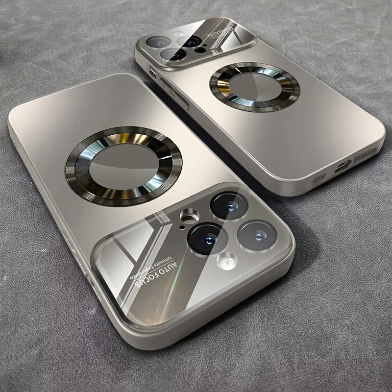 Luxury Glass Camera For Magesafe Magnetic Wireless Charge Case For iPhone 17 16 15 14 13 12 11 Pro Max Air Plus Shockproof Cover