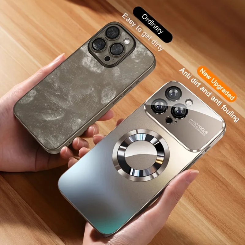 Luxury Glass Camera For Magesafe Magnetic Wireless Charge Case For iPhone 17 16 15 14 13 12 11 Pro Max Air Plus Shockproof Cover