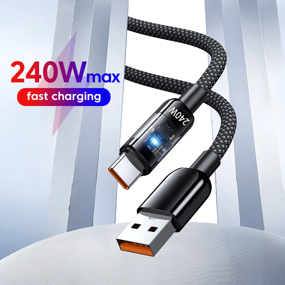 NNBILI 240W Nylon USB A to Type C Super Fast Charging Cable For Samsung S26 Huawei USB C to Type C For iPhone 17 16 Charger Cord