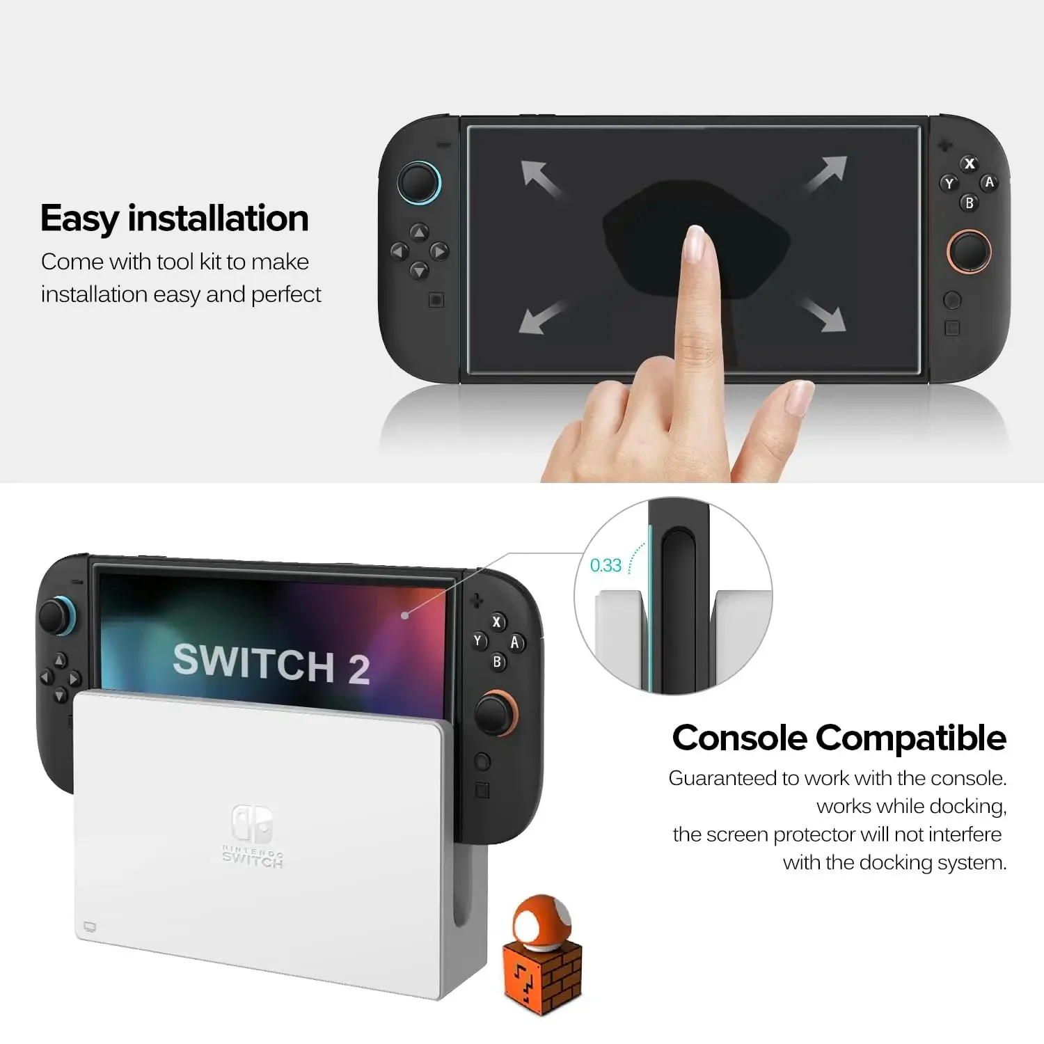 NS2 HD Screen Protector Tempered Glass for Switch 2 Transparent HD Anti Scratch Tempered Glass Screen Protector Switch 2