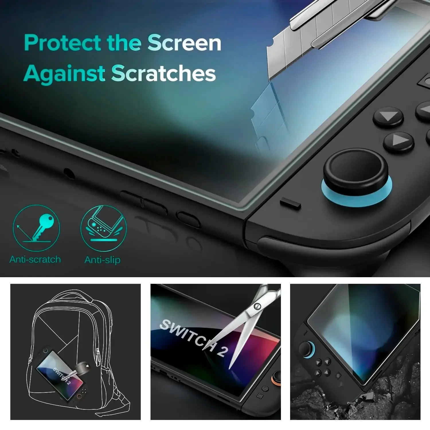 NS2 HD Screen Protector Tempered Glass for Switch 2 Transparent HD Anti Scratch Tempered Glass Screen Protector Switch 2