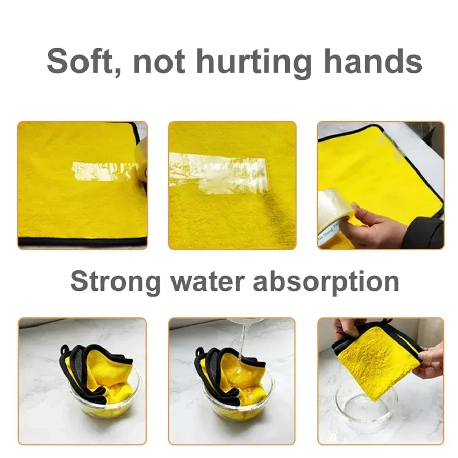 Double Layer Wash Cloth Microfiber Car Cleaning Towels 30X60cm 1/2/3/6/10pcs Soft Quick Drying for Windows Mirrors Wiping Rags