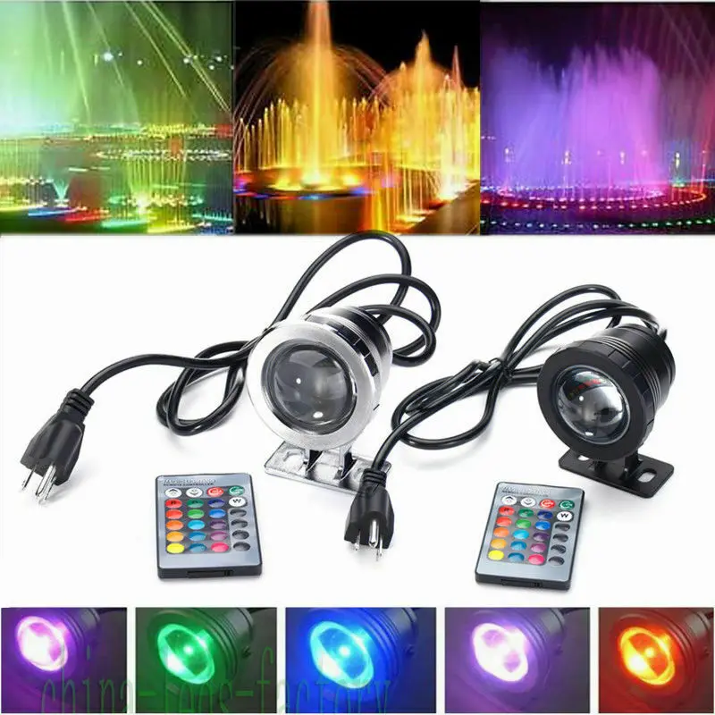 Waterproof RGB LED Spotlight 10W 15W Underwater LED Floodlight for Fountain Pool Aquarium 85-265V EU/US Plug Outdoor Garden Lamp