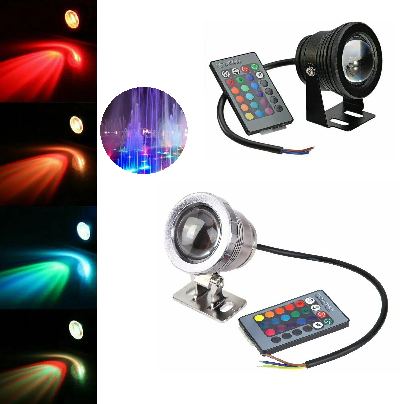 Waterproof RGB LED Spotlight 10W 15W Underwater LED Floodlight for Fountain Pool Aquarium 85-265V EU/US Plug Outdoor Garden Lamp
