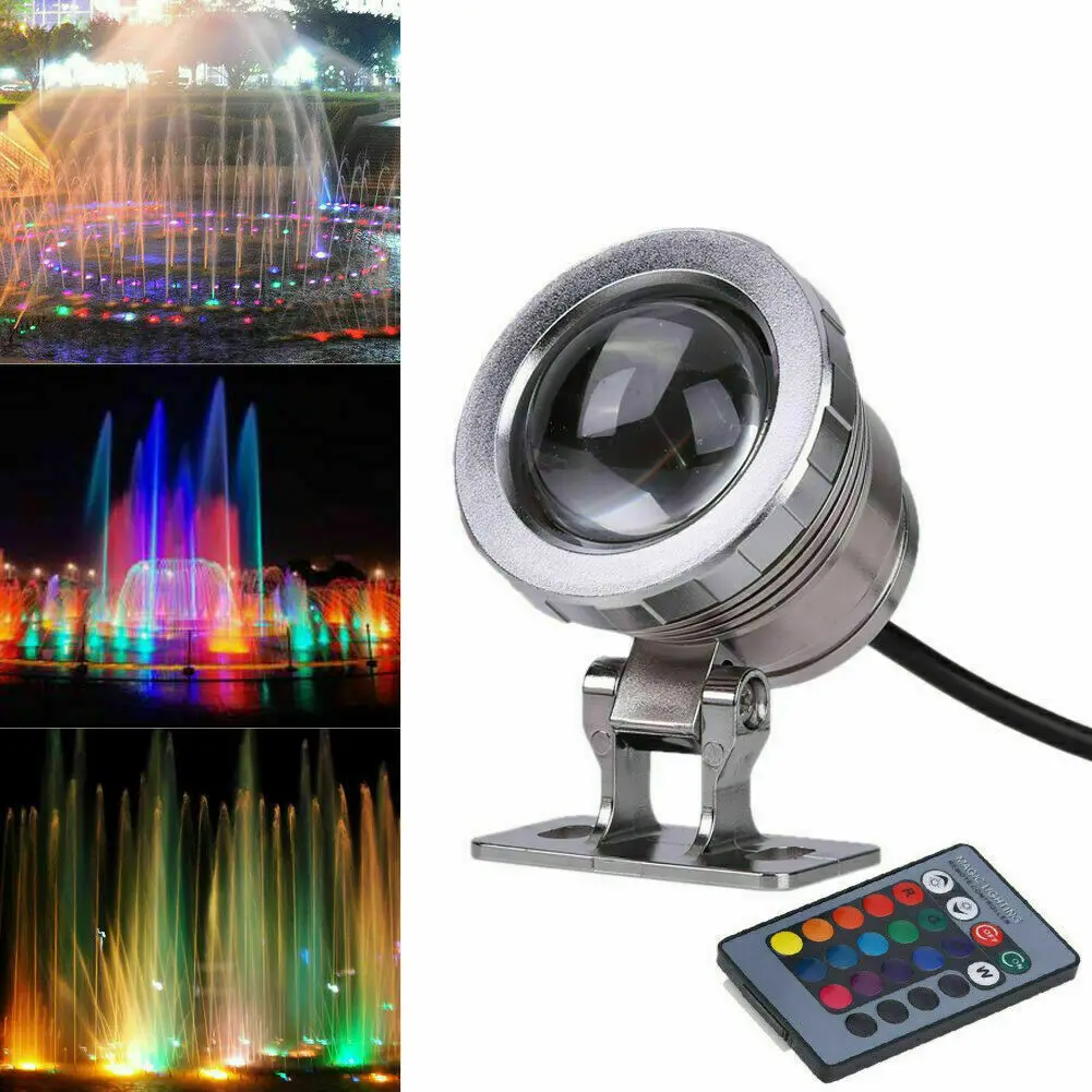 Waterproof RGB LED Spotlight 10W 15W Underwater LED Floodlight for Fountain Pool Aquarium 85-265V EU/US Plug Outdoor Garden Lamp