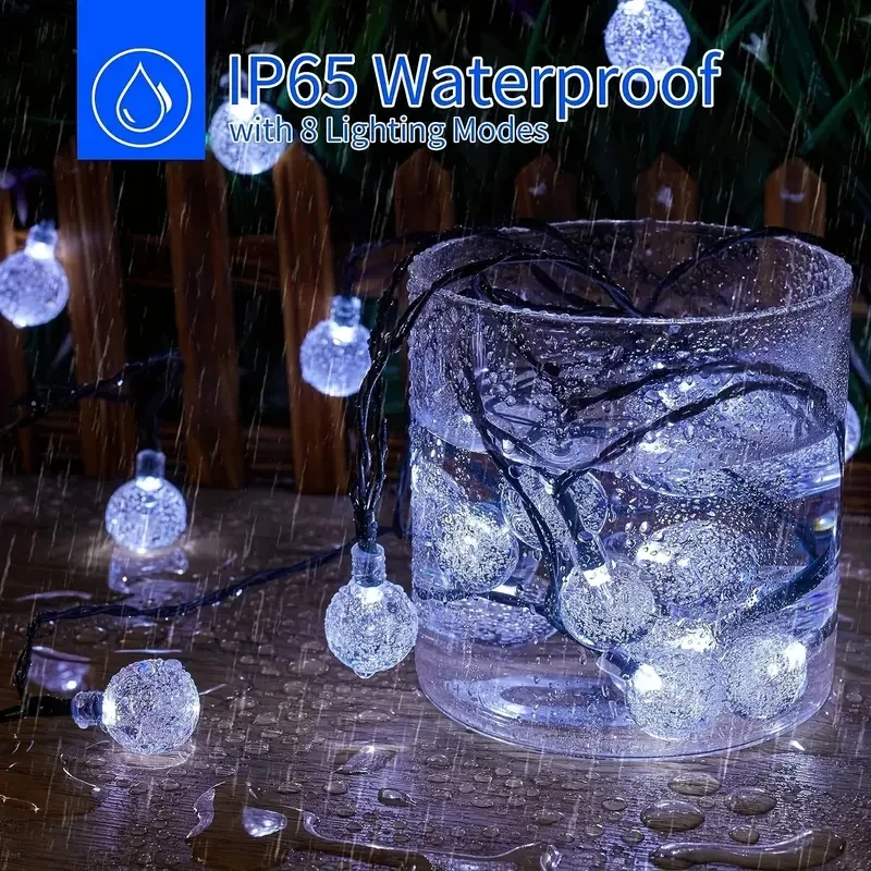 5M/6.5M Waterproof Solar Bubble Ball Light String Lights Outdoor Crystal Ball String Light GardenParty Decoration