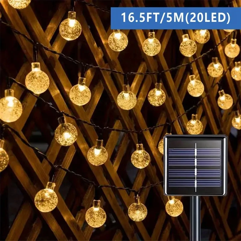 5M/6.5M Waterproof Solar Bubble Ball Light String Lights Outdoor Crystal Ball String Light GardenParty Decoration