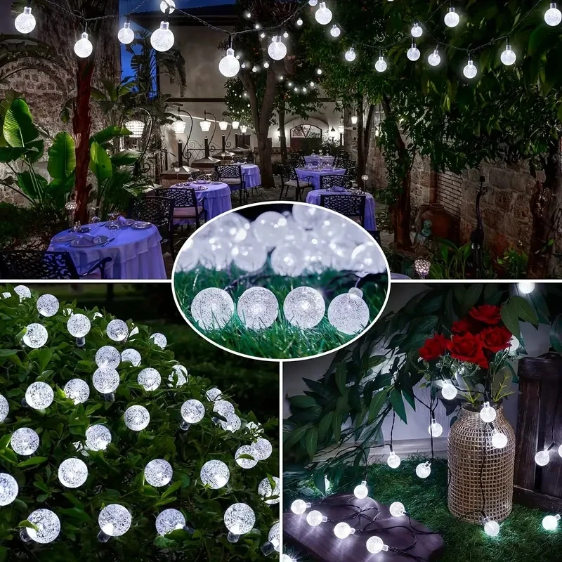 5M/6.5M Waterproof Solar Bubble Ball Light String Lights Outdoor Crystal Ball String Light GardenParty Decoration