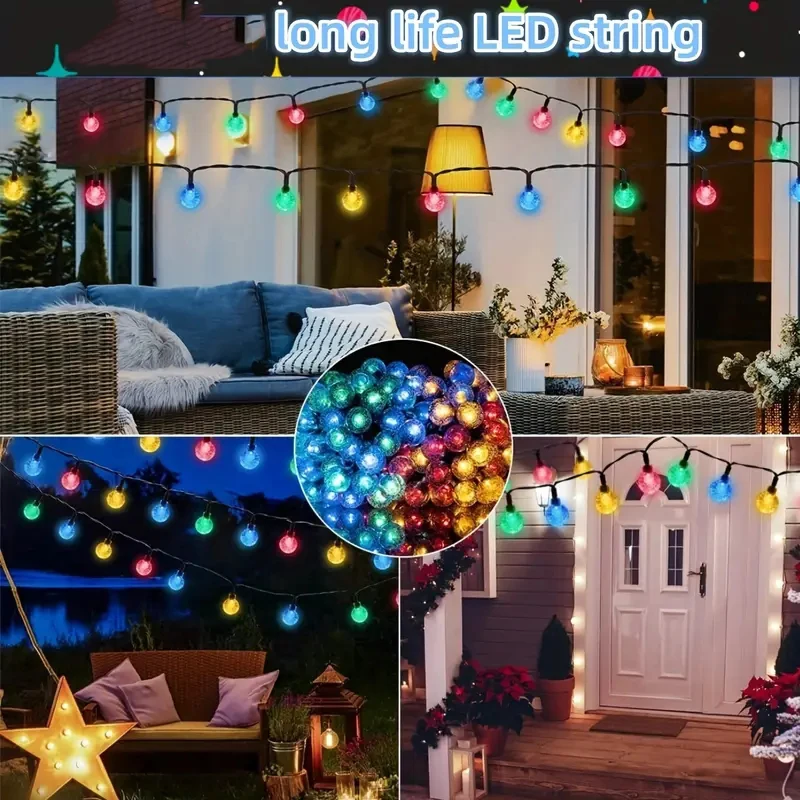 5M/6.5M Waterproof Solar Bubble Ball Light String Lights Outdoor Crystal Ball String Light GardenParty Decoration