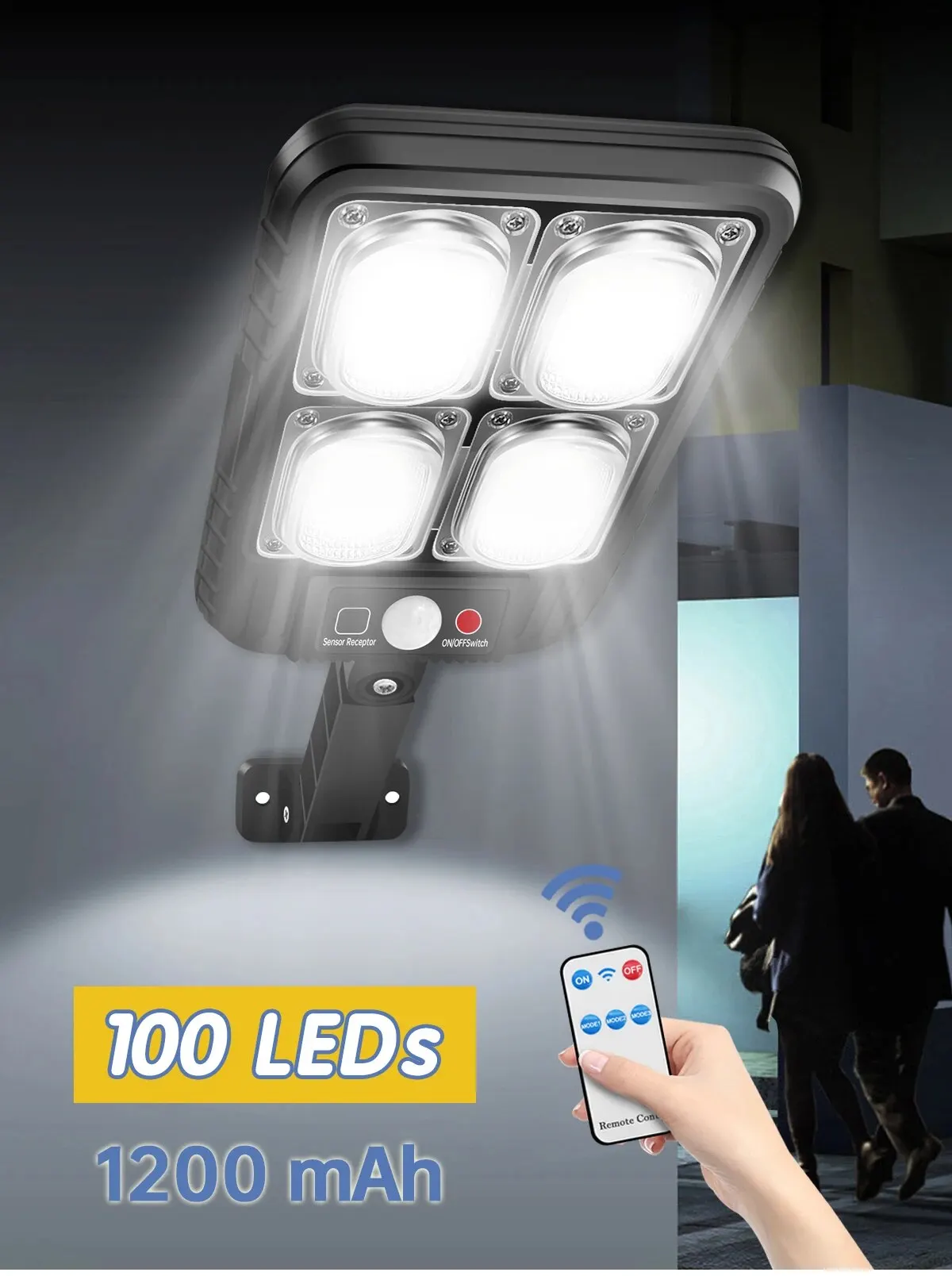 100/200led Solar Street Light IP65 Waterproof Solar Outdoor Motion Sensor Lights Solar Wall Light with Remote for Garden Yard