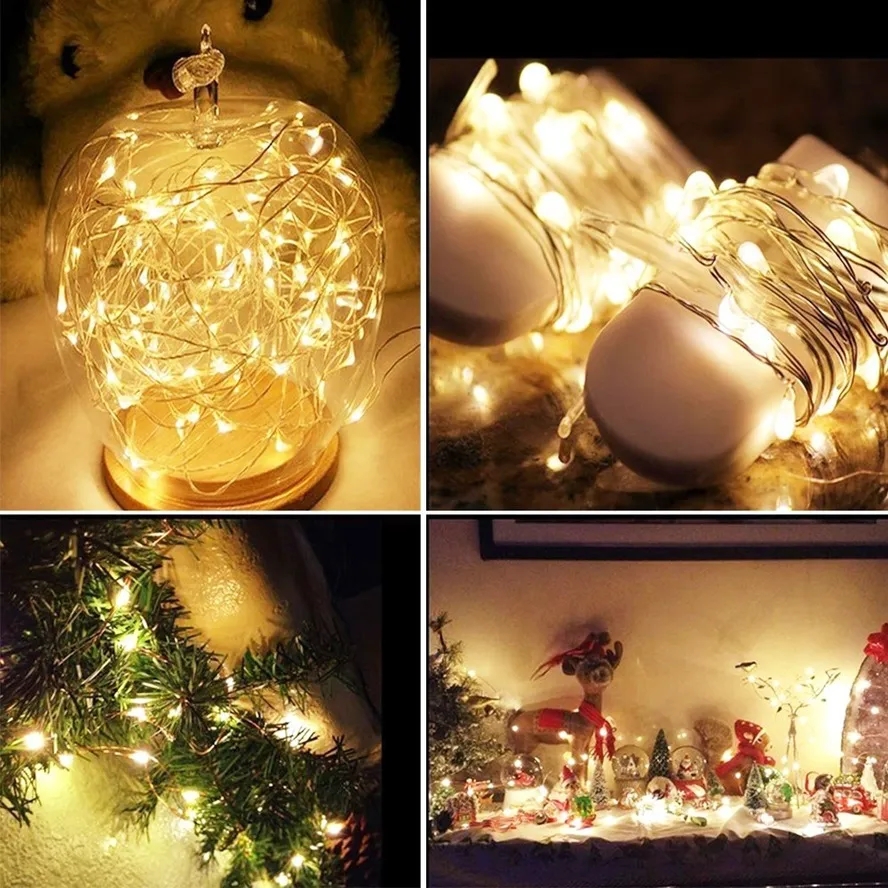 With Battery LED String Lights Copper Silver Wire Garland Light Waterproof Fairy Lights Party Decoration For Christmas Wedding