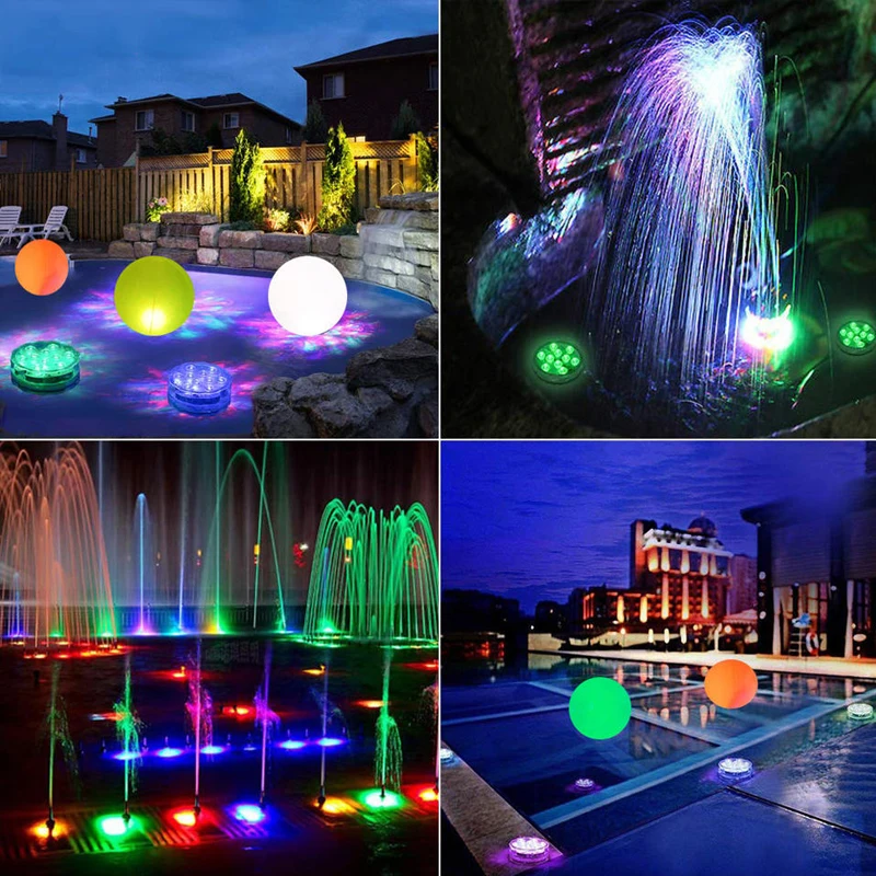 Multi Color Submersible LED Light Pool Lights IP68 Waterproof Underwater Night Lamp Vase Bowl Party Wedding Christmas Decoration
