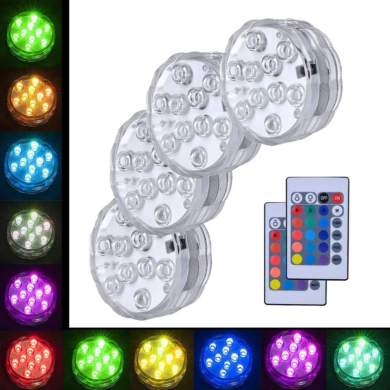 Multi Color Submersible LED Light Pool Lights IP68 Waterproof Underwater Night Lamp Vase Bowl Party Wedding Christmas Decoration