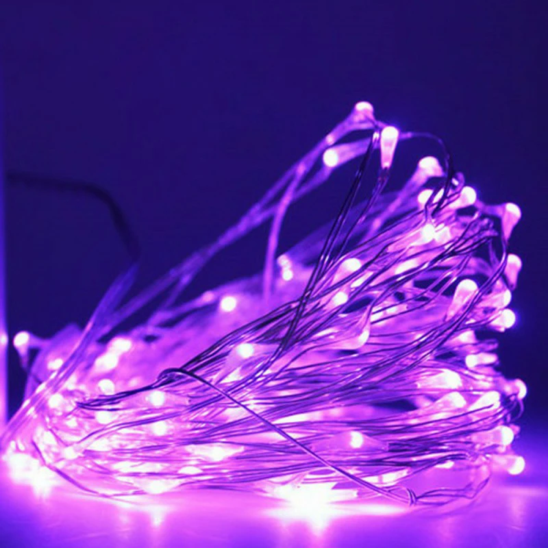 LED Fairy Copper Wire Light String USB Garland Purple Pink Light For Christmas Wedding Party Birthday Home Bedroom DIY Decor
