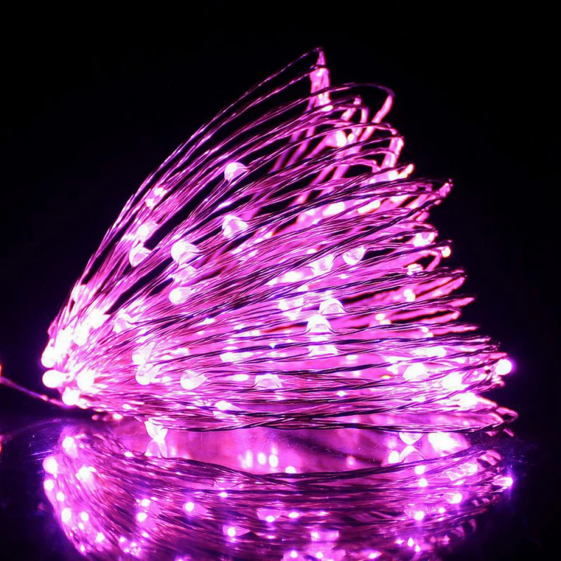 LED Fairy Copper Wire Light String USB Garland Purple Pink Light For Christmas Wedding Party Birthday Home Bedroom DIY Decor