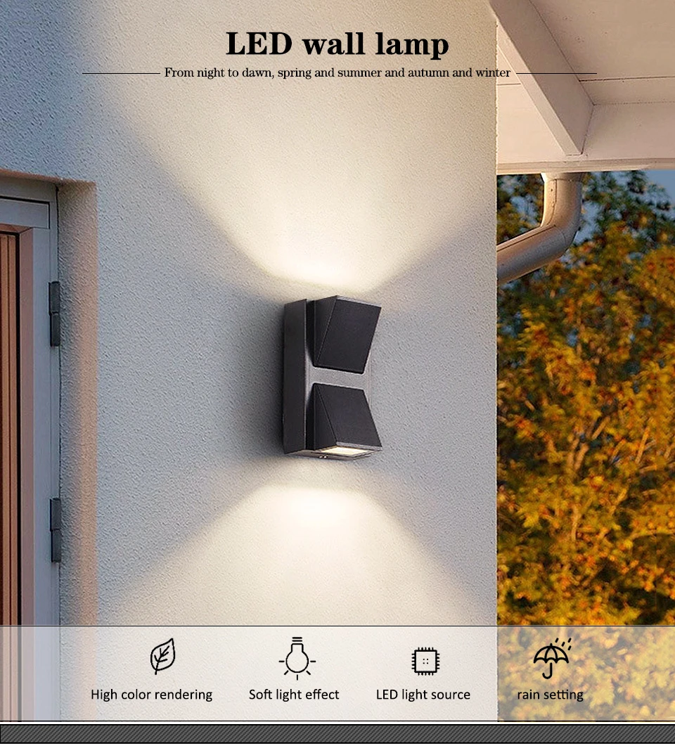 Simple Outdoor Wall Lamp COB Outdoor/Indoor Wall Light Waterproof Surface Mounted Porch Light Up and Down Lighting AC 85-265V