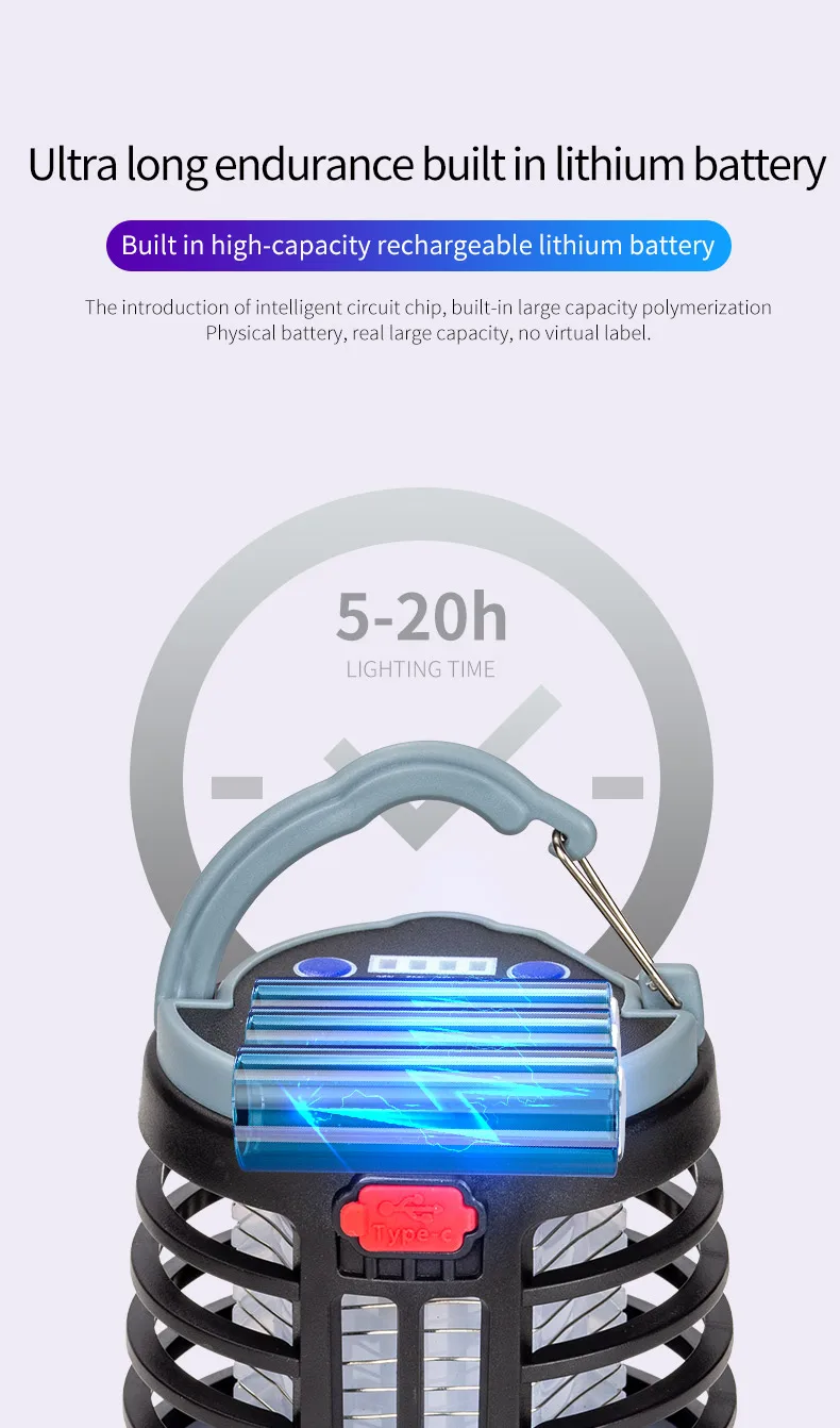 Hanging UV LED Mosquito Killer Lamp Electric Shock Insect Repeller Light USB Portable Outdoor Waterproof Hiking Camping Lantern