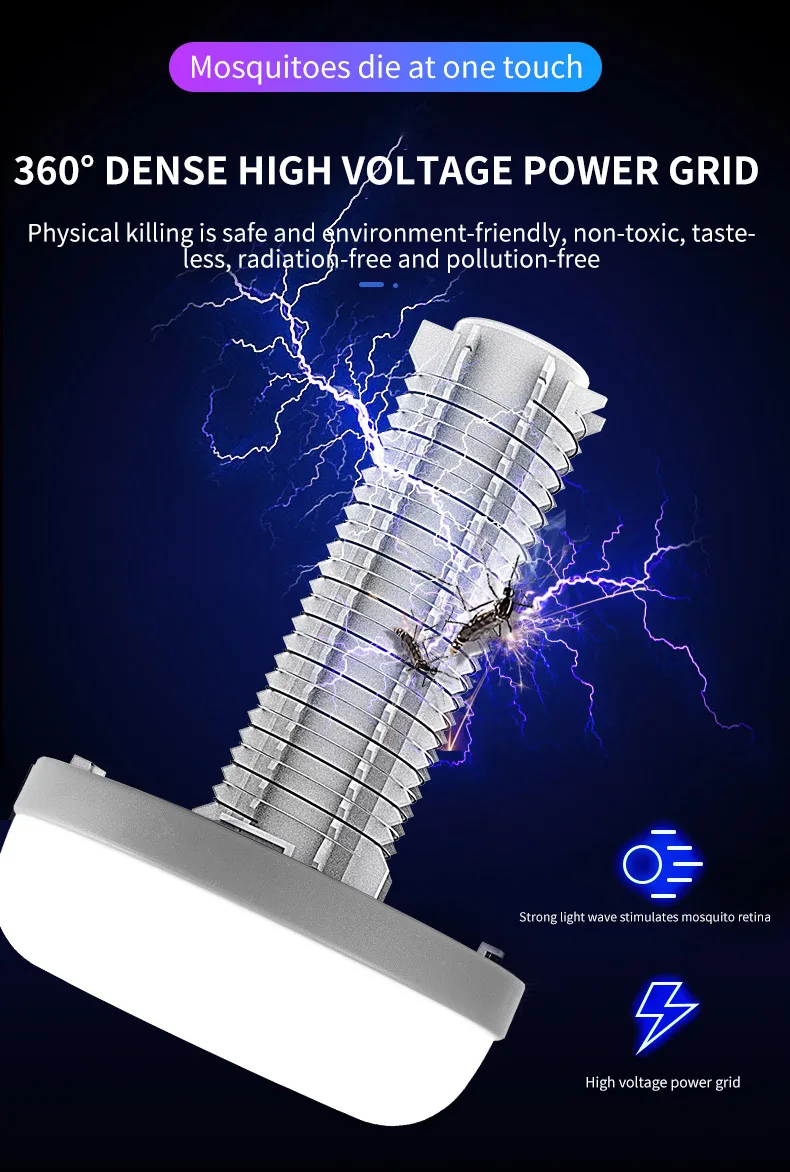 Hanging UV LED Mosquito Killer Lamp Electric Shock Insect Repeller Light USB Portable Outdoor Waterproof Hiking Camping Lantern
