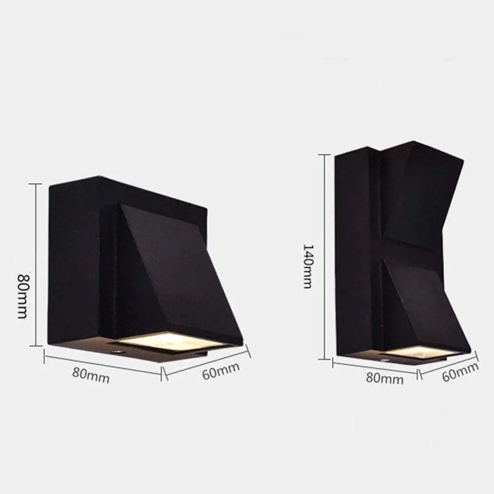 IP65 Waterproof 5W 10W Indoor Outdoor LED Wall Lamp Modern Aluminum Surface Mounted Cube LED Garden Porch Light AC110V/220V