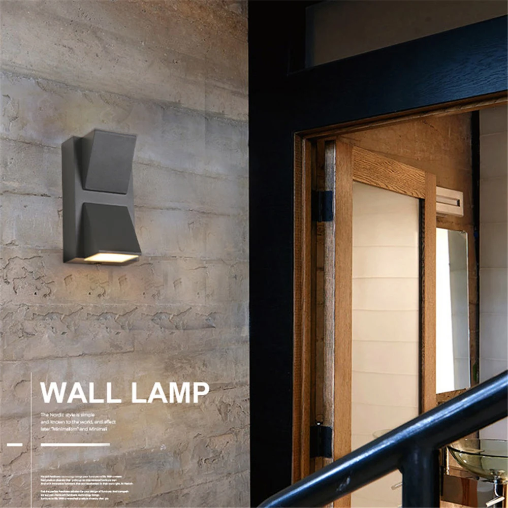IP65 Waterproof 5W 10W Indoor Outdoor LED Wall Lamp Modern Aluminum Surface Mounted Cube LED Garden Porch Light AC110V/220V