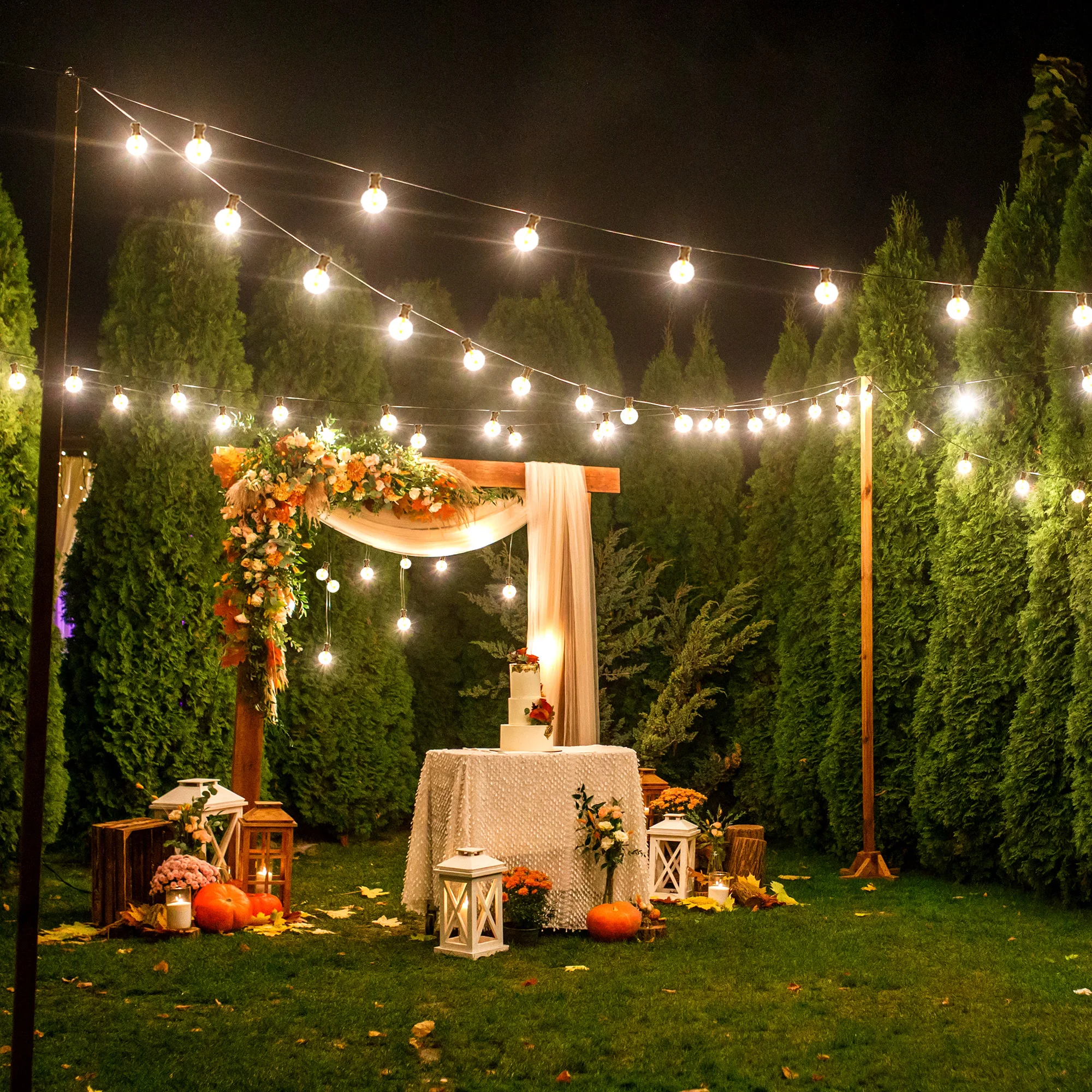 G40 LED Globe String Lights Outdoor, 3M/9M/15M IP65 Plastic Bulbs, Balcony Garland Fairy Lamps for Wedding Christmas Party Deco
