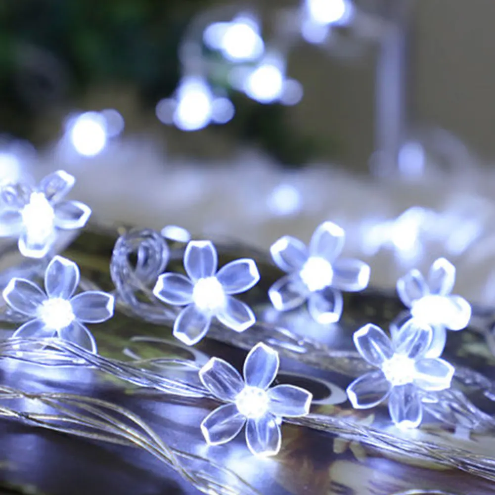 1PC Flower Fairy Lights Battery Operated String Lights Waterproof 10/20/30/40 LED Cherry Blossom Lights For Patry Wedding Decor