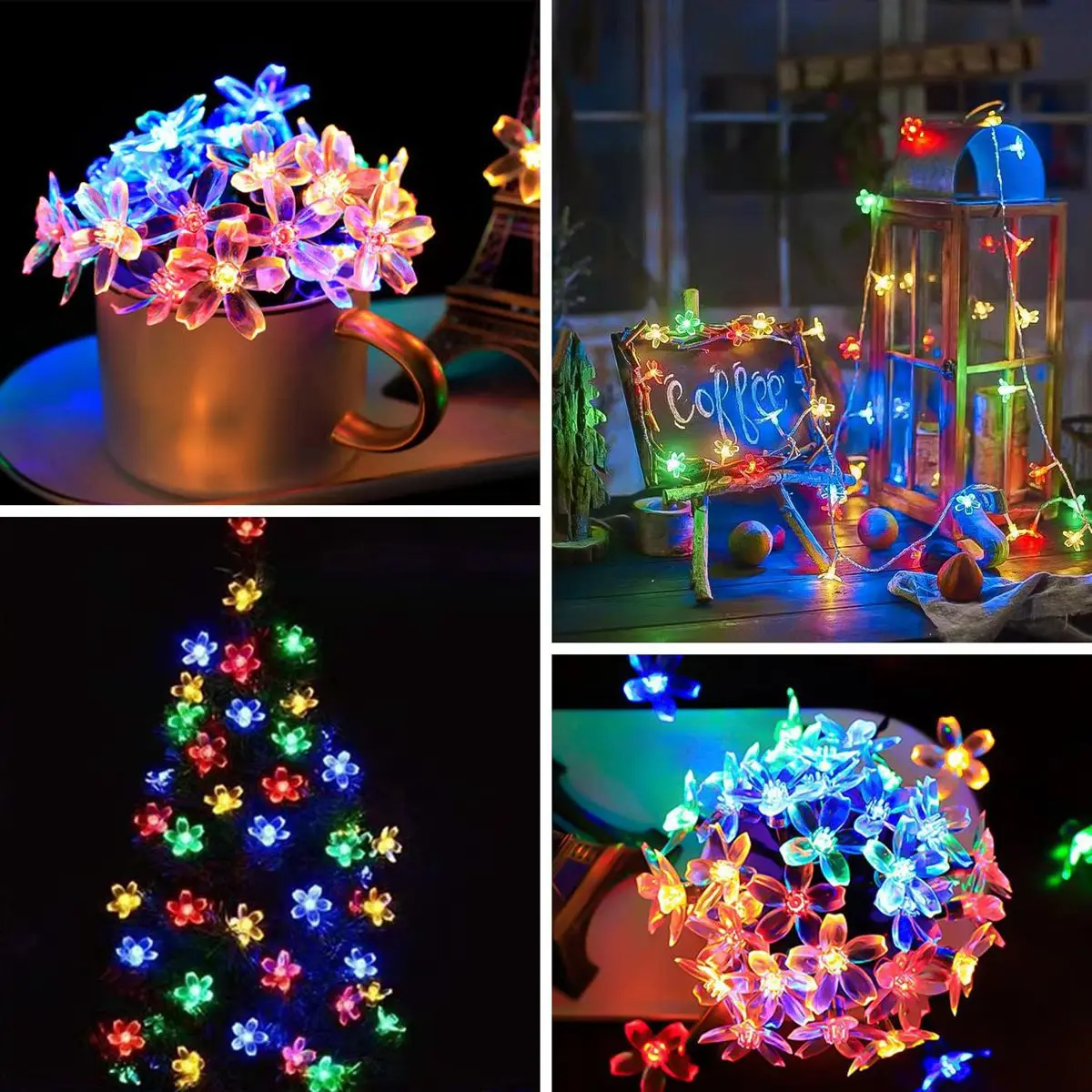1PC Flower Fairy Lights Battery Operated String Lights Waterproof 10/20/30/40 LED Cherry Blossom Lights For Patry Wedding Decor
