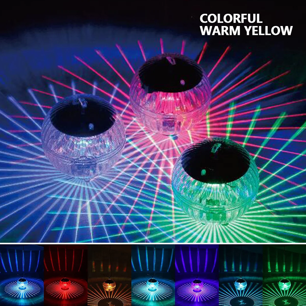 Led Solar Floating Lamp Swimming Pool Ball Solar Panel Powered Pond Drift Waterproof Glow Show Disco Color Changing Lamp Light