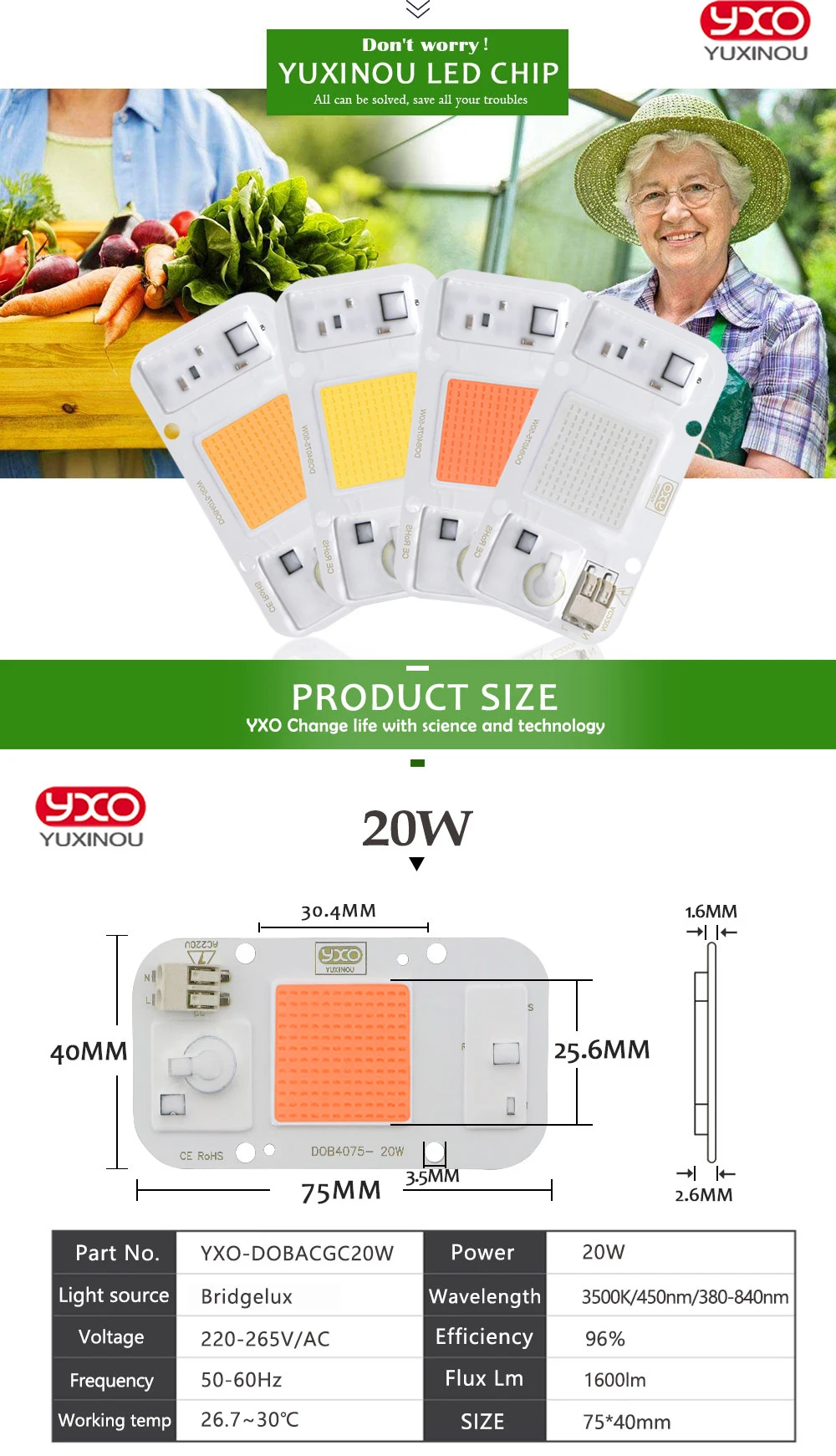 Horticulture Indoor Plant Grow Light COB LED Chip 50w Full Spectrum+660nm LED COB Chip For Plant Grow