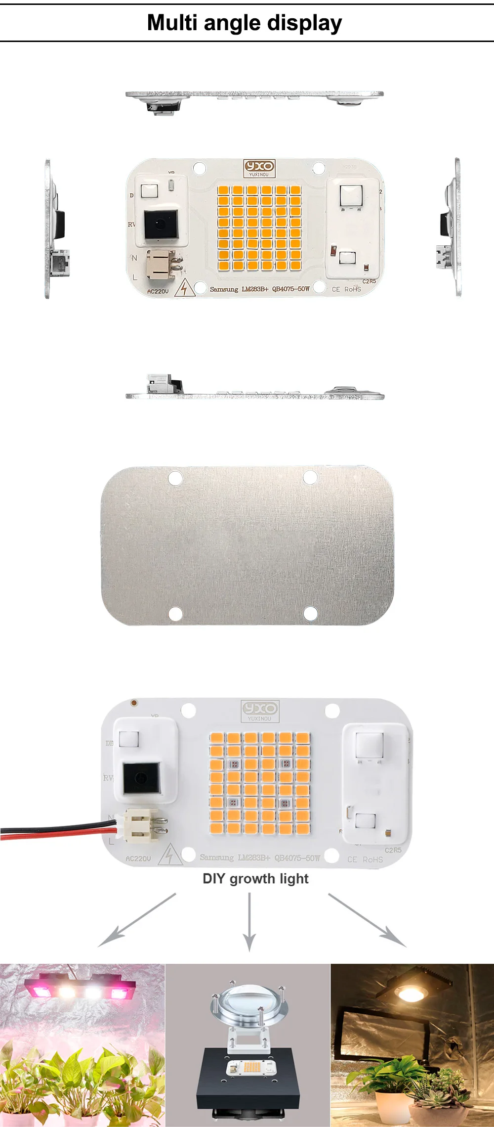 Horticulture Indoor Plant Grow Light COB LED Chip 50w Full Spectrum+660nm LED COB Chip For Plant Grow
