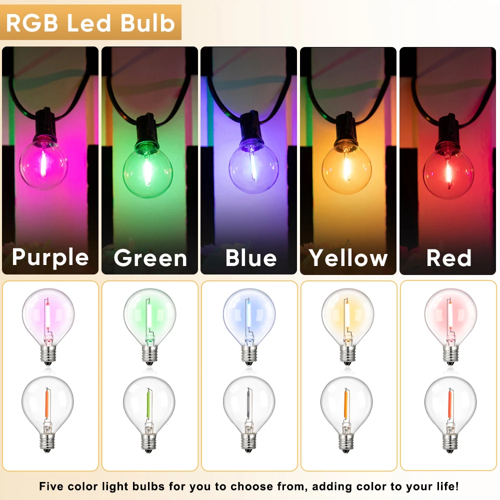 Colorful G40 Led Bulbs String Light EU 220V US 110V Street Garland Waterproof Connectable RGB Wedding Birthday Decoration Light